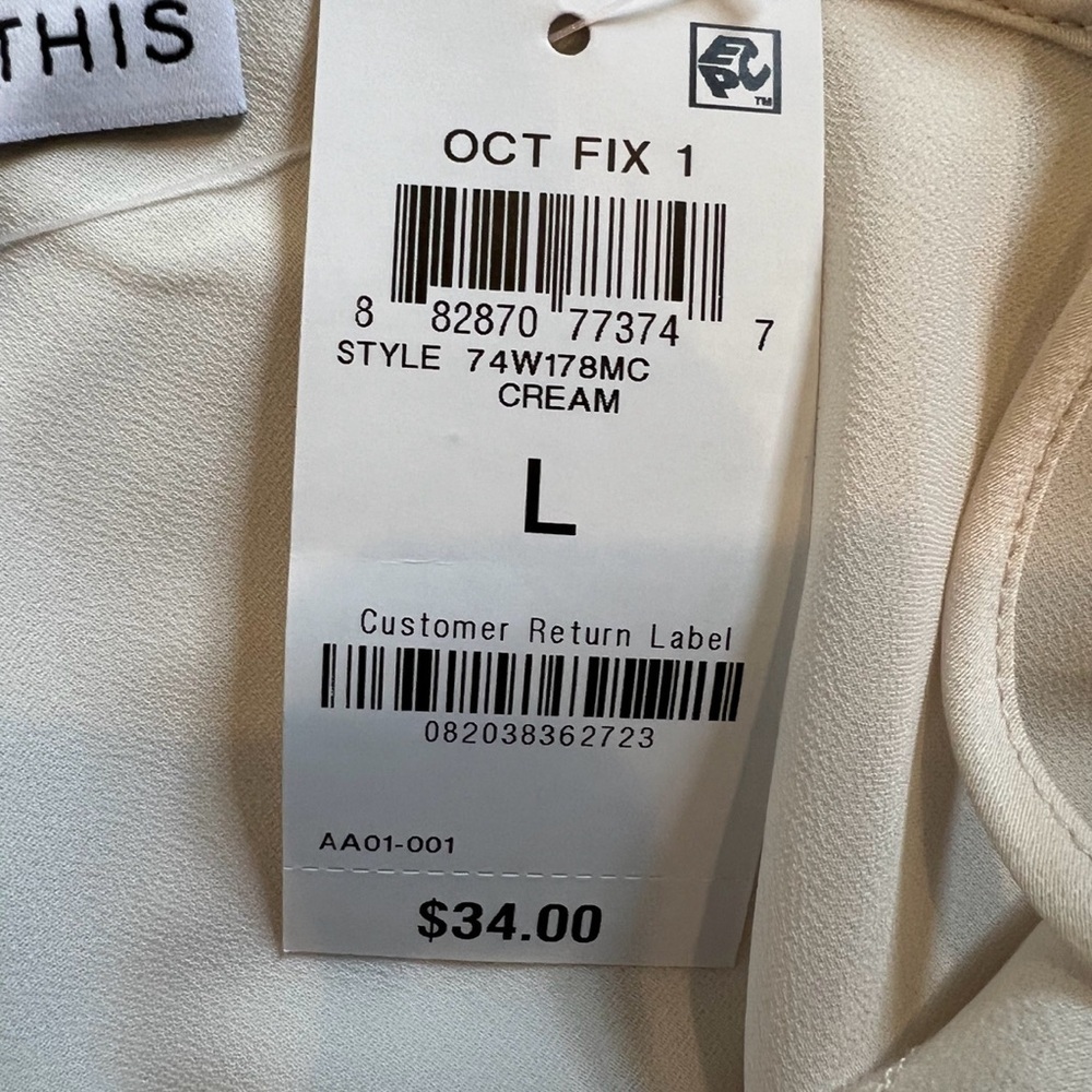 NWT AND NOW THIS Satin Cowlneck Camisole Creme Size Large - Picture 9 of 9